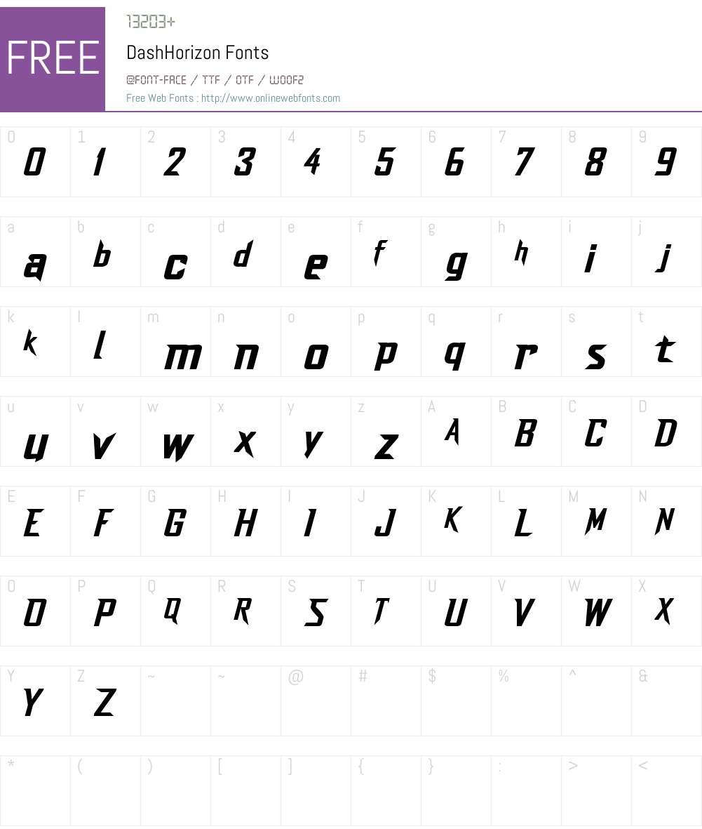 Dash Horizon Font Screenshots