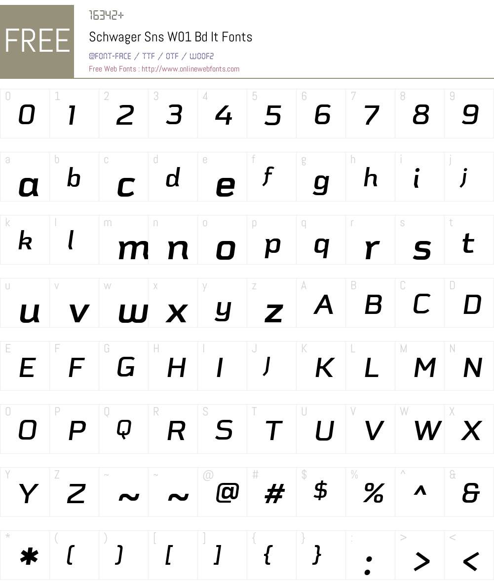 SchwagerSnsW01-BdIt Font Screenshots