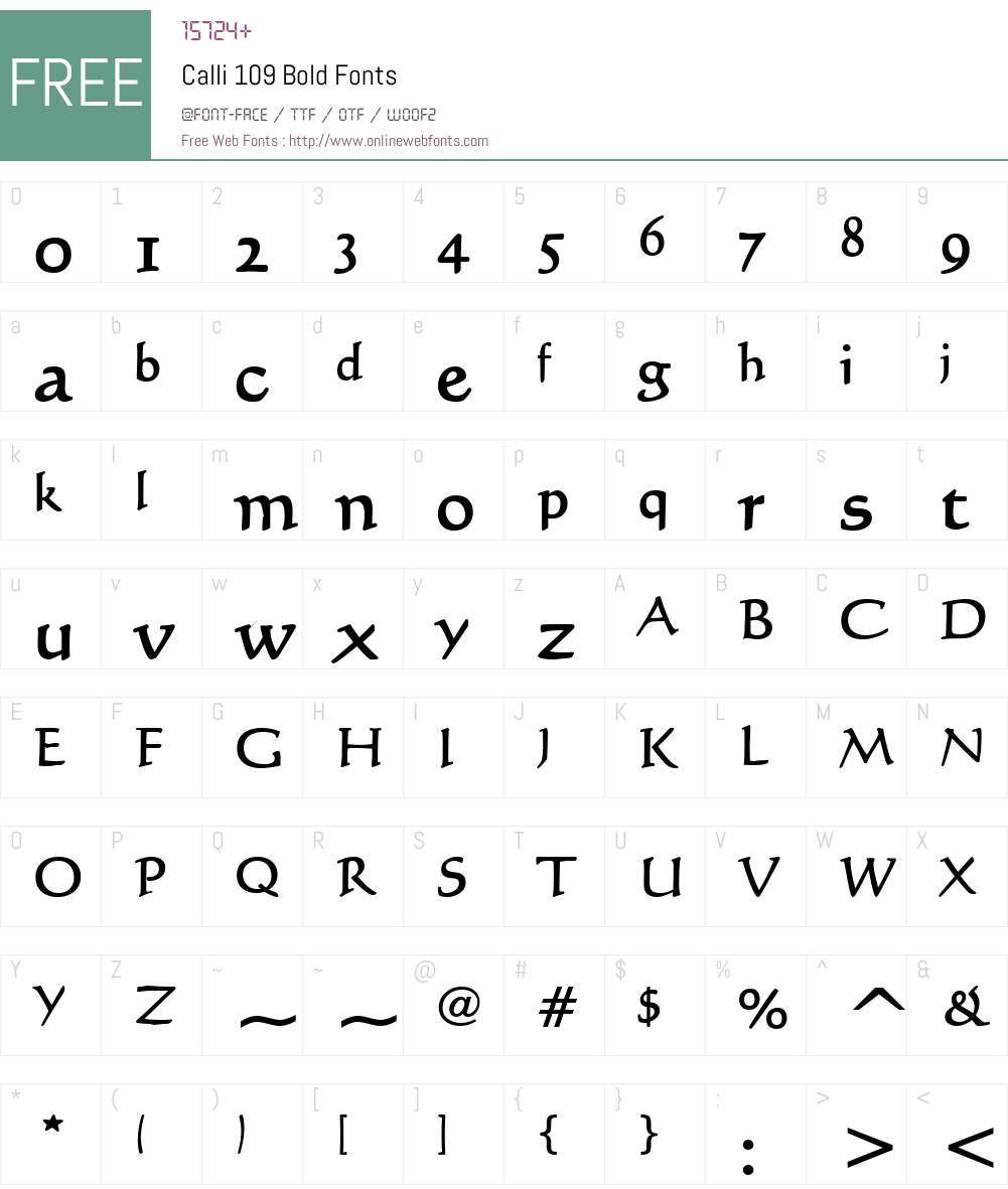 Calli 109 Font Screenshots