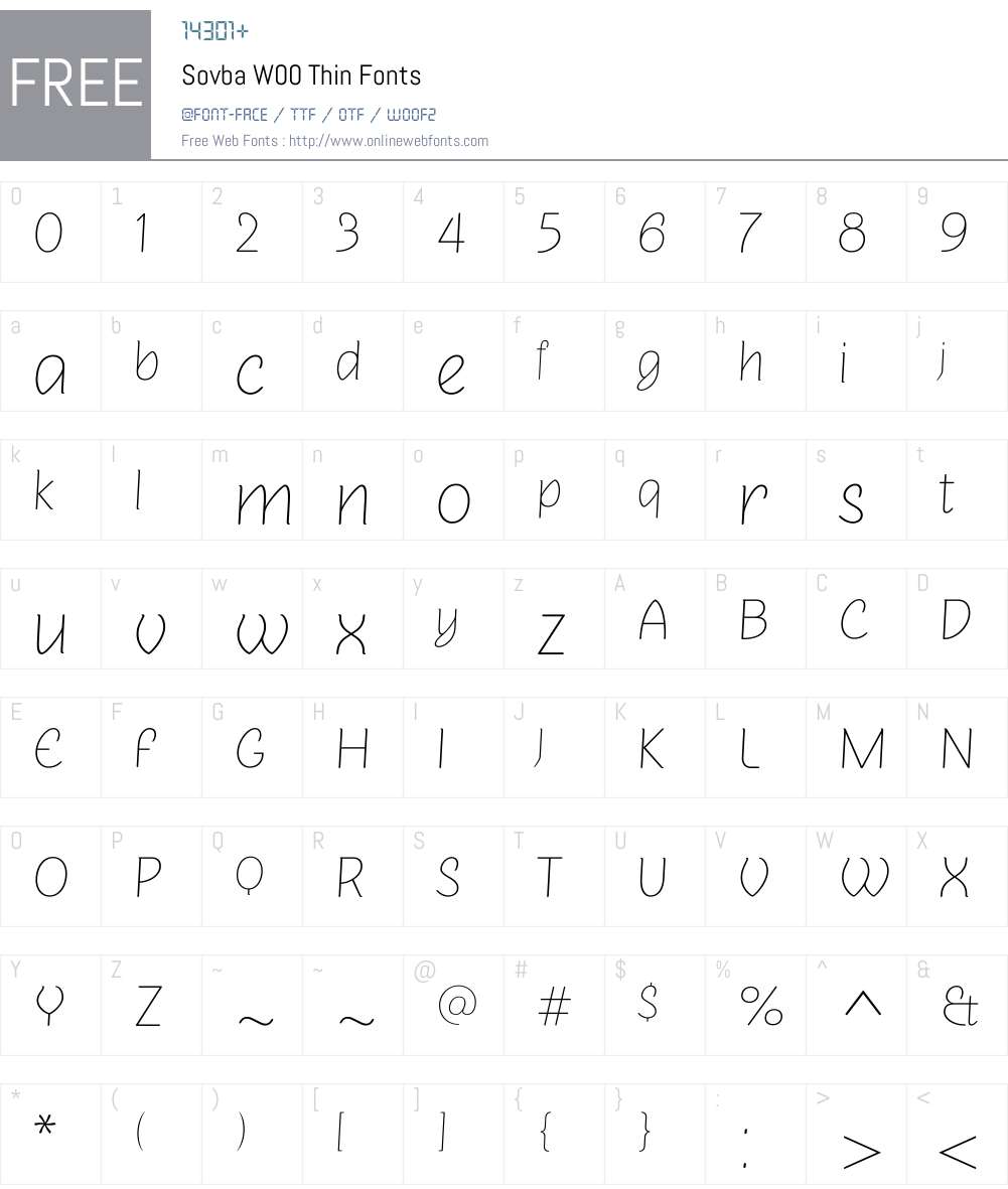 Sovba Thin Font Screenshots