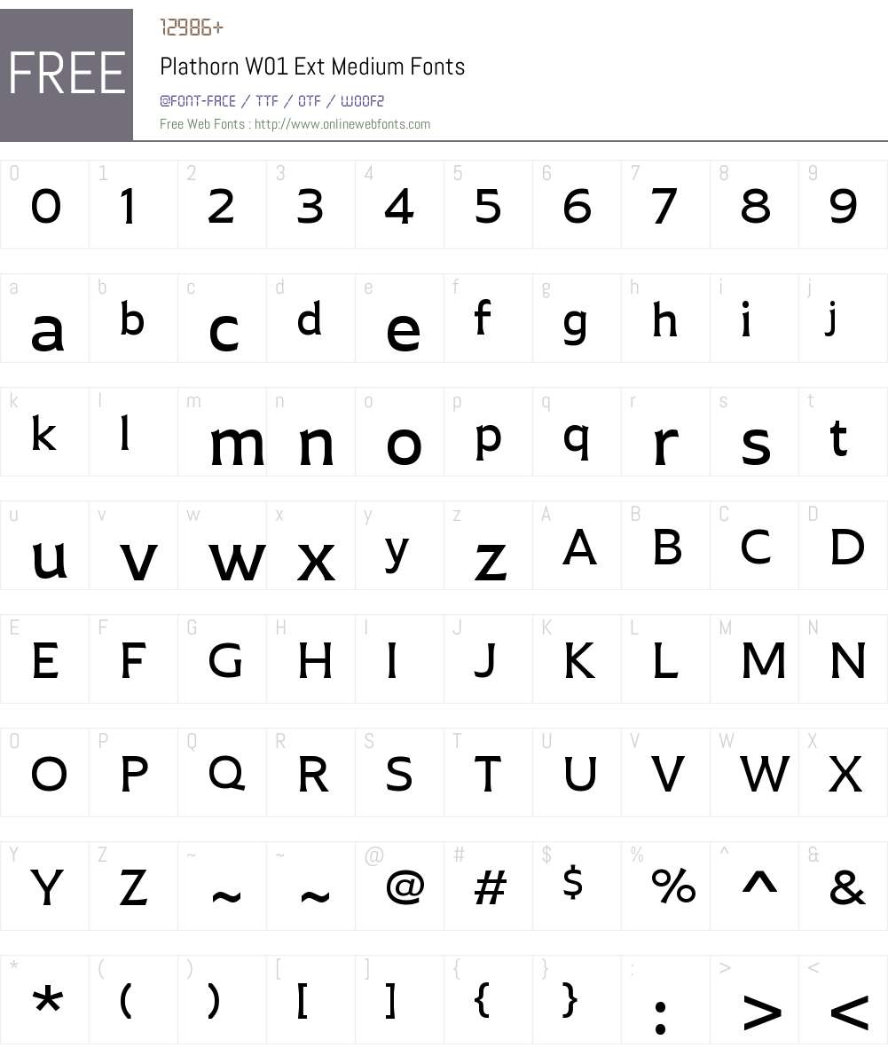 PlathornW01-ExtMedium Font Screenshots