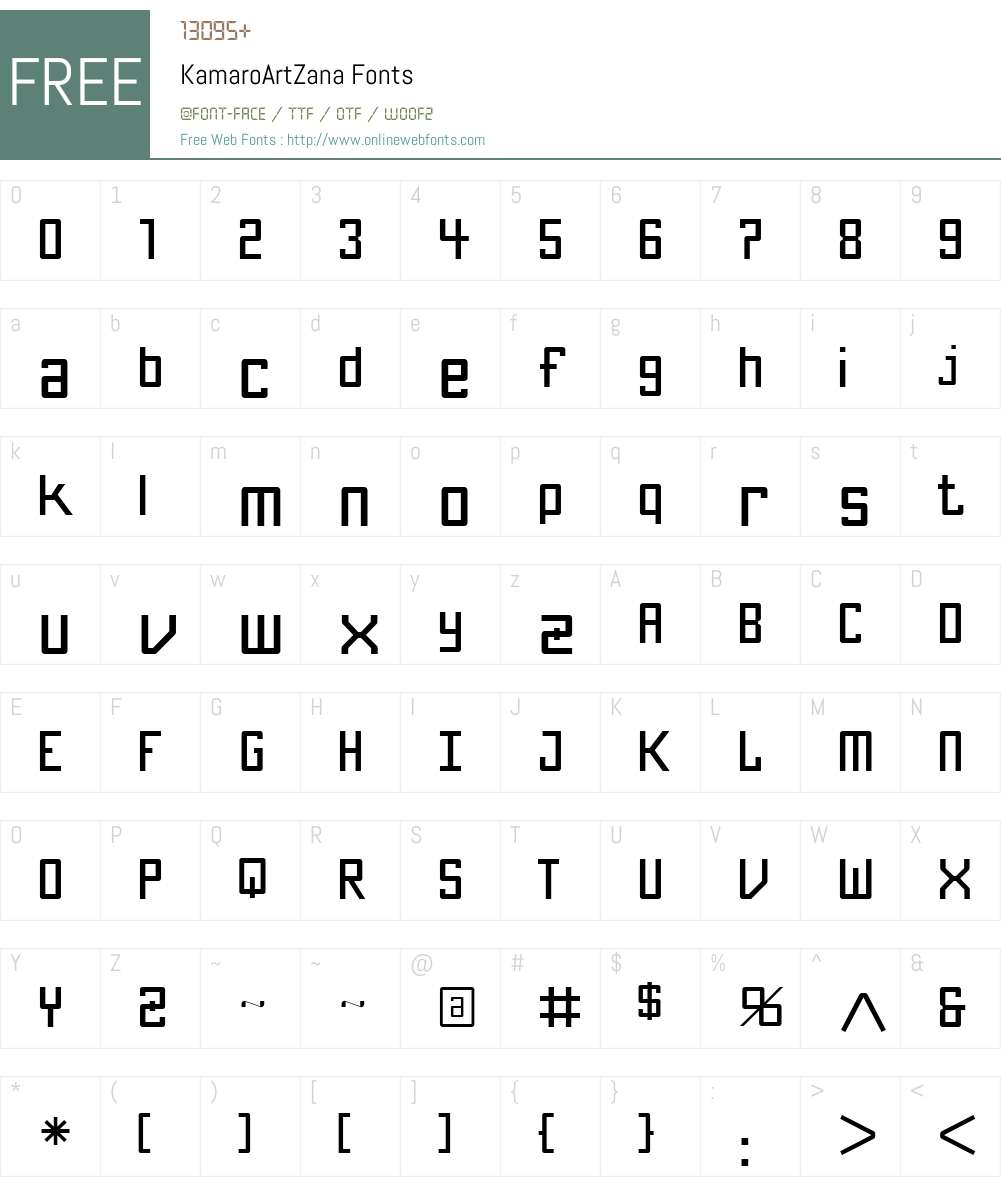 KamaroW00-ArtZana Font Screenshots