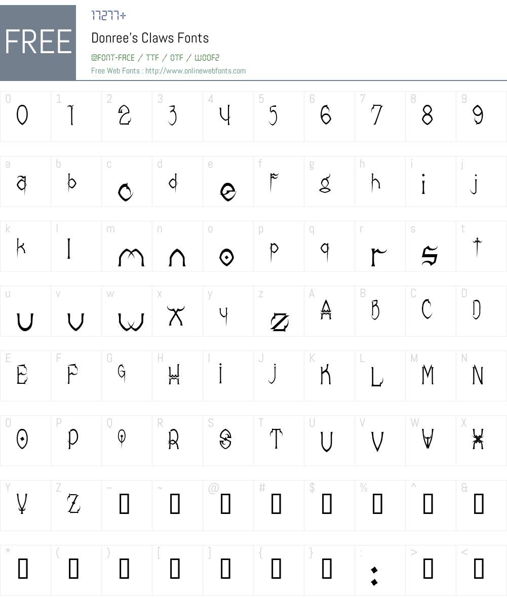 Donree's Claws Font Screenshots