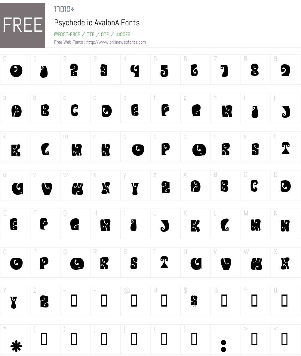 Psychedelic AvalonA Font Screenshots
