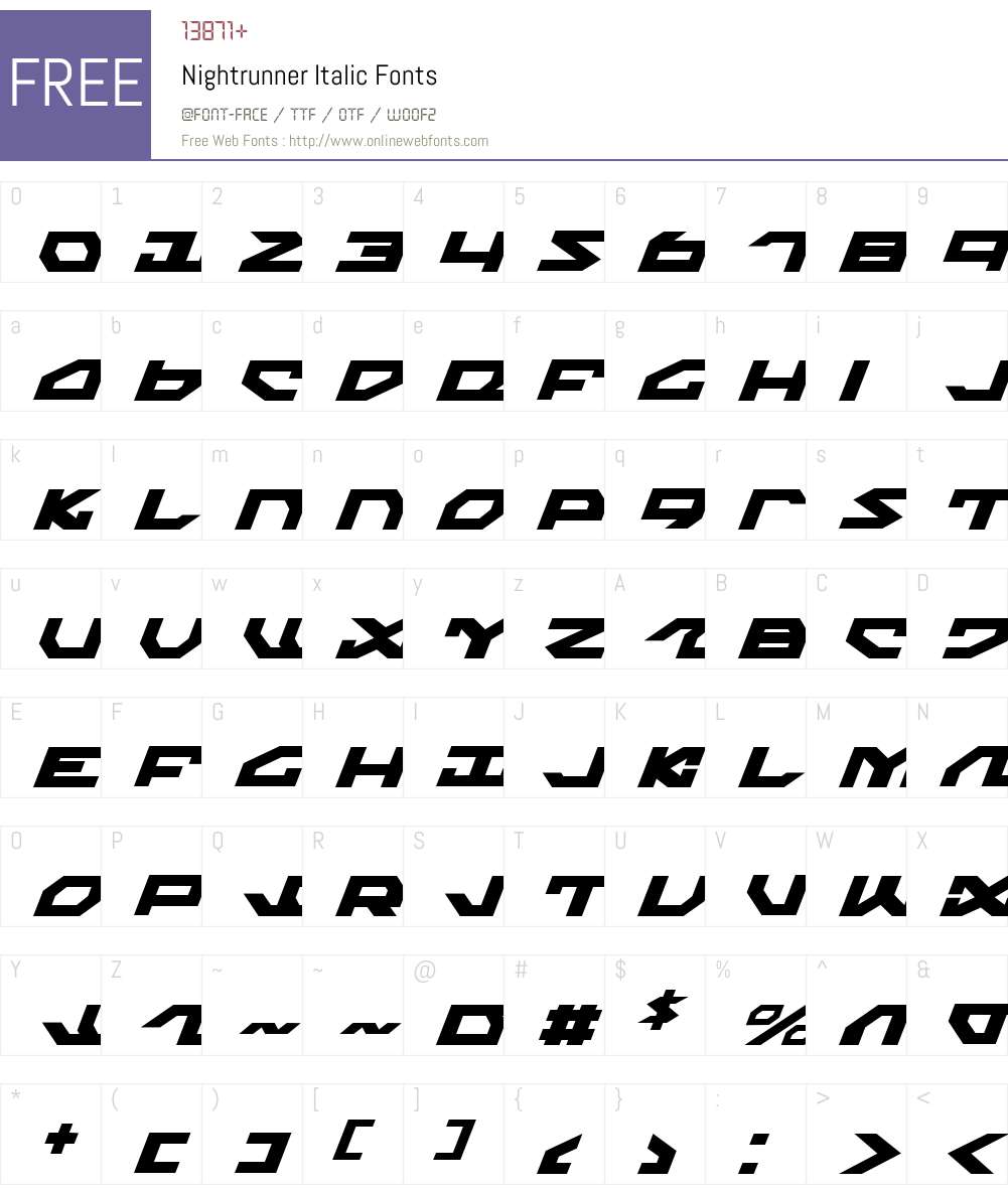 Nightrunner Italic Font Screenshots