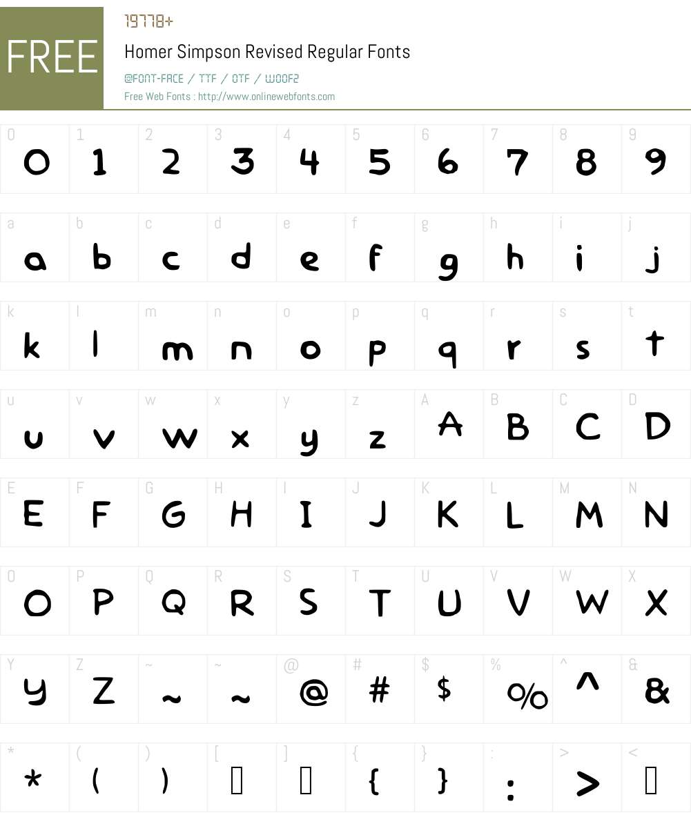 Homer Simpson Revised Font Screenshots