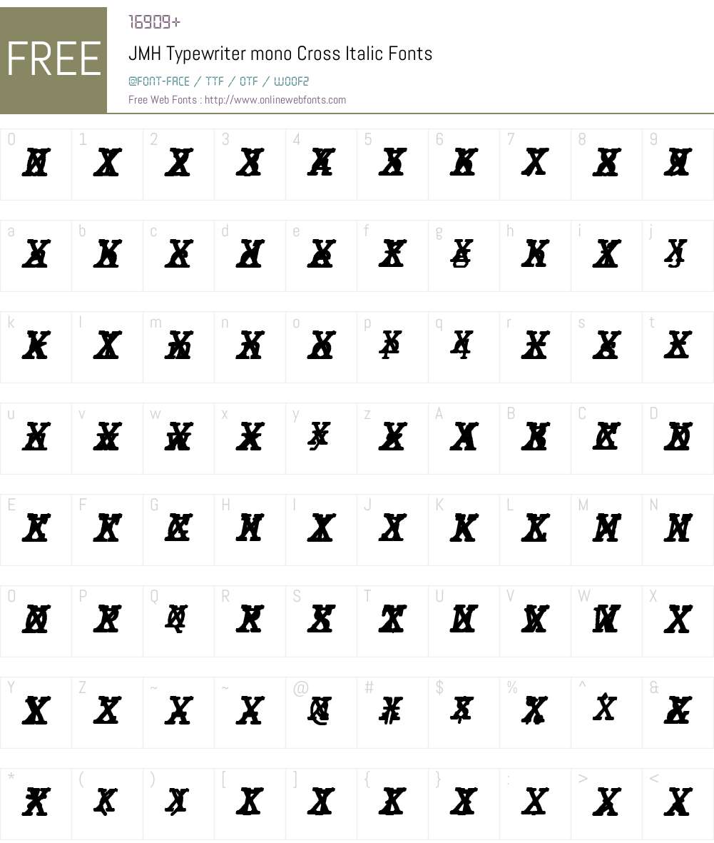 JMH Typewriter mono Cross Font Screenshots