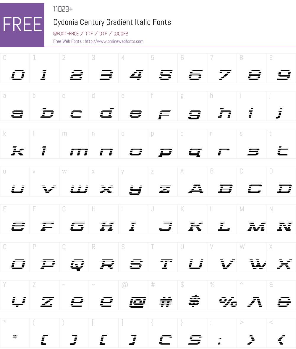 Cydonia Century Gradient Italic Font Screenshots