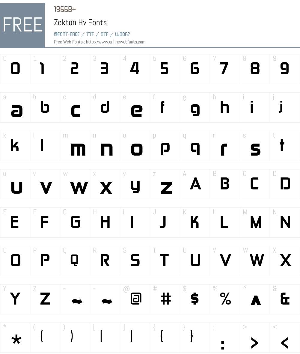 Zekton Hv Font Screenshots
