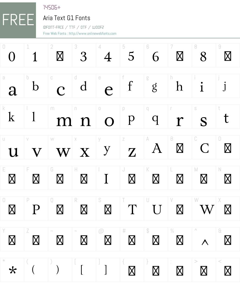 AriaTextG1-Regular Font Screenshots