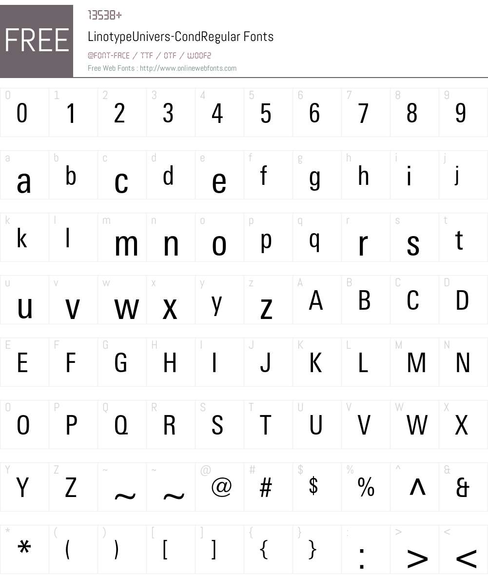 LinotypeUnivers Font Screenshots