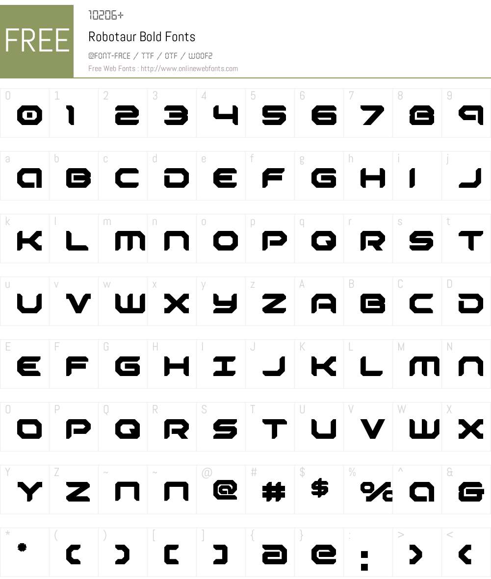 Robotaur Bold Font Screenshots