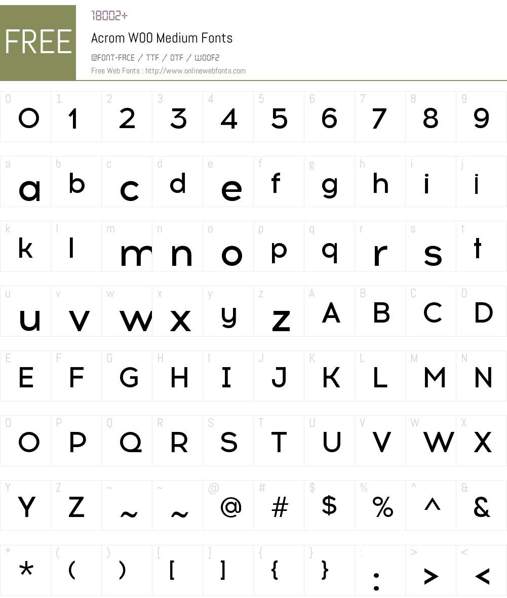 AcromW00-Medium Font Screenshots