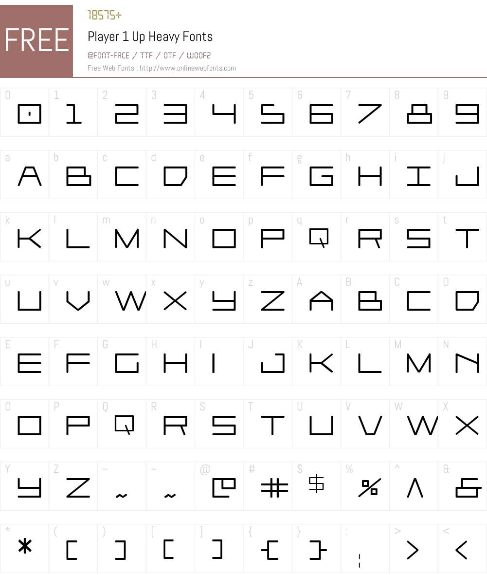 Player 1 Up Heavy Font Screenshots