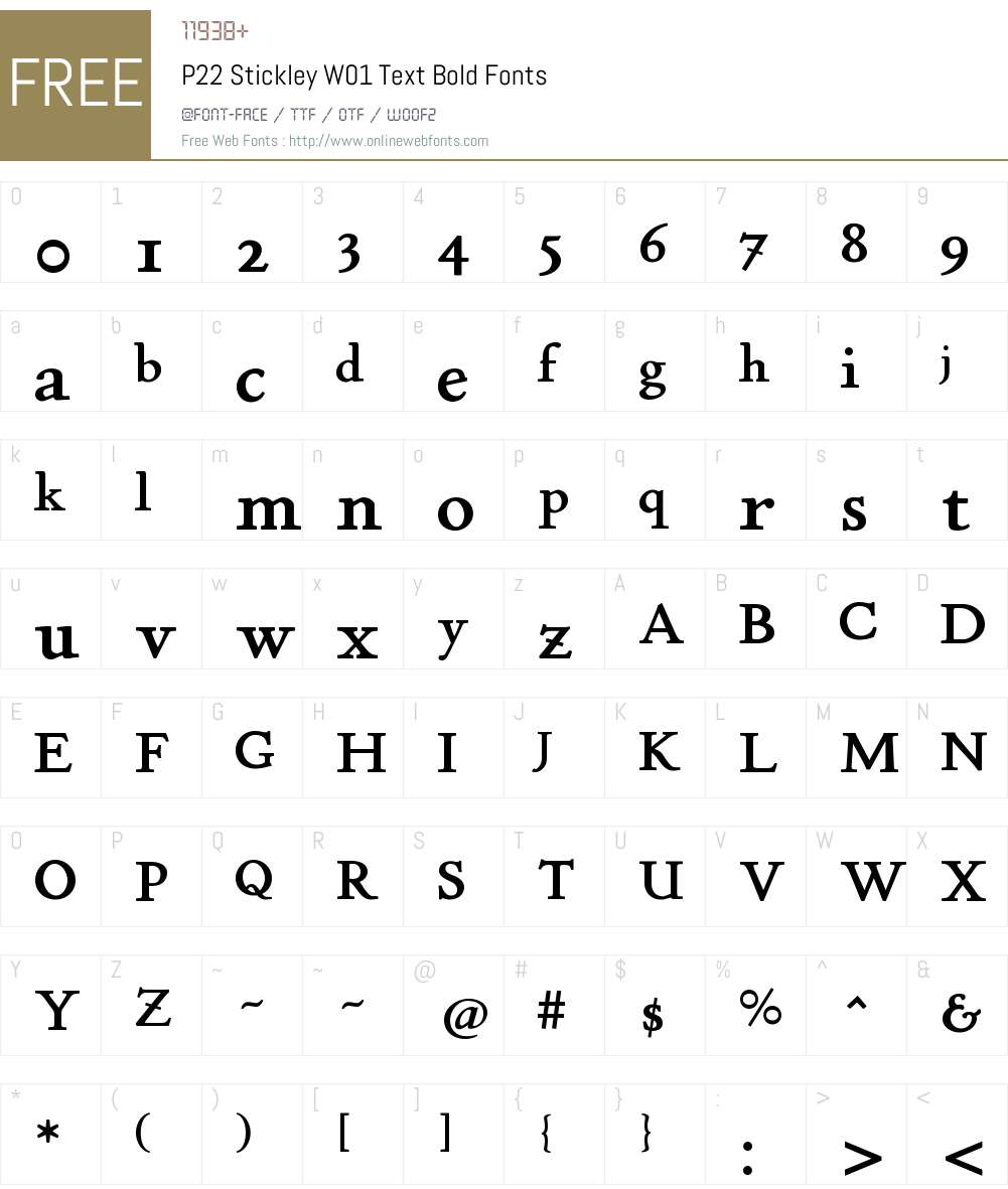 P22StickleyW01-TextBold Font Screenshots