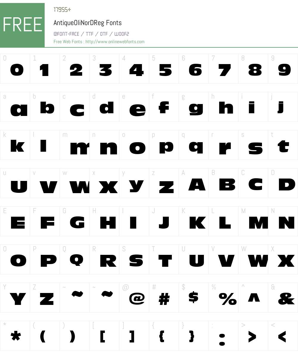 AntiqueOliNorDReg Font Screenshots