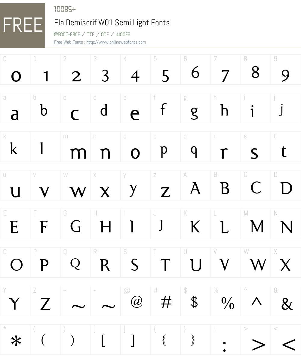 ElaDemiserifW01-SemiLight Font Screenshots