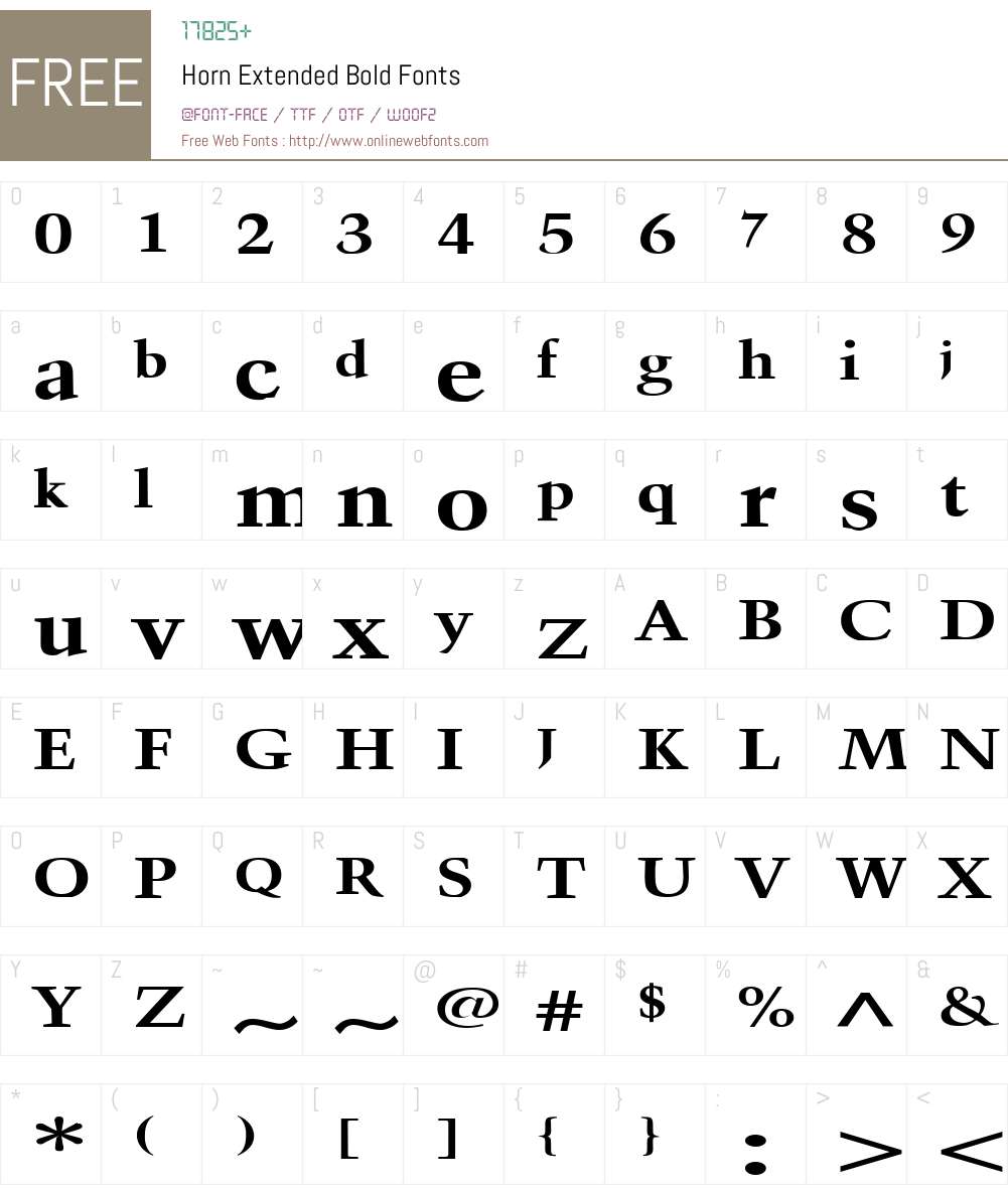 Horn Extended Font Screenshots