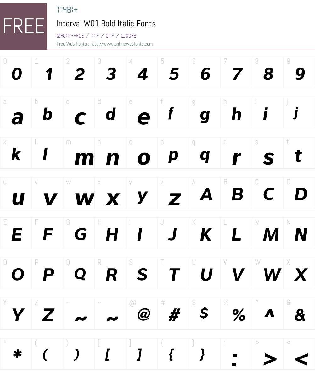 IntervalW01-BoldItalic Font Screenshots