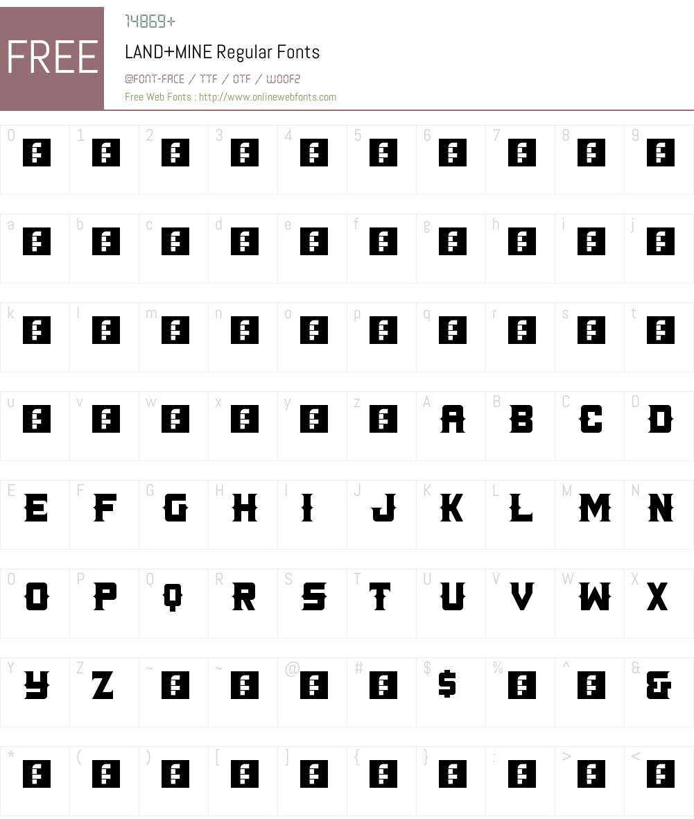LAND+MINE Font Screenshots