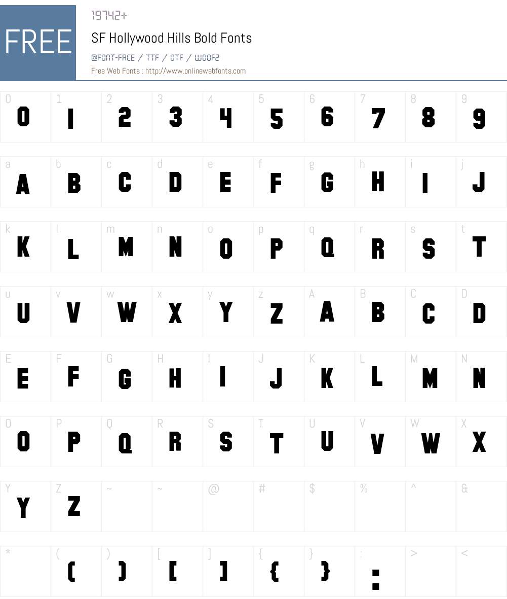 SF Hollywood Hills Font Screenshots