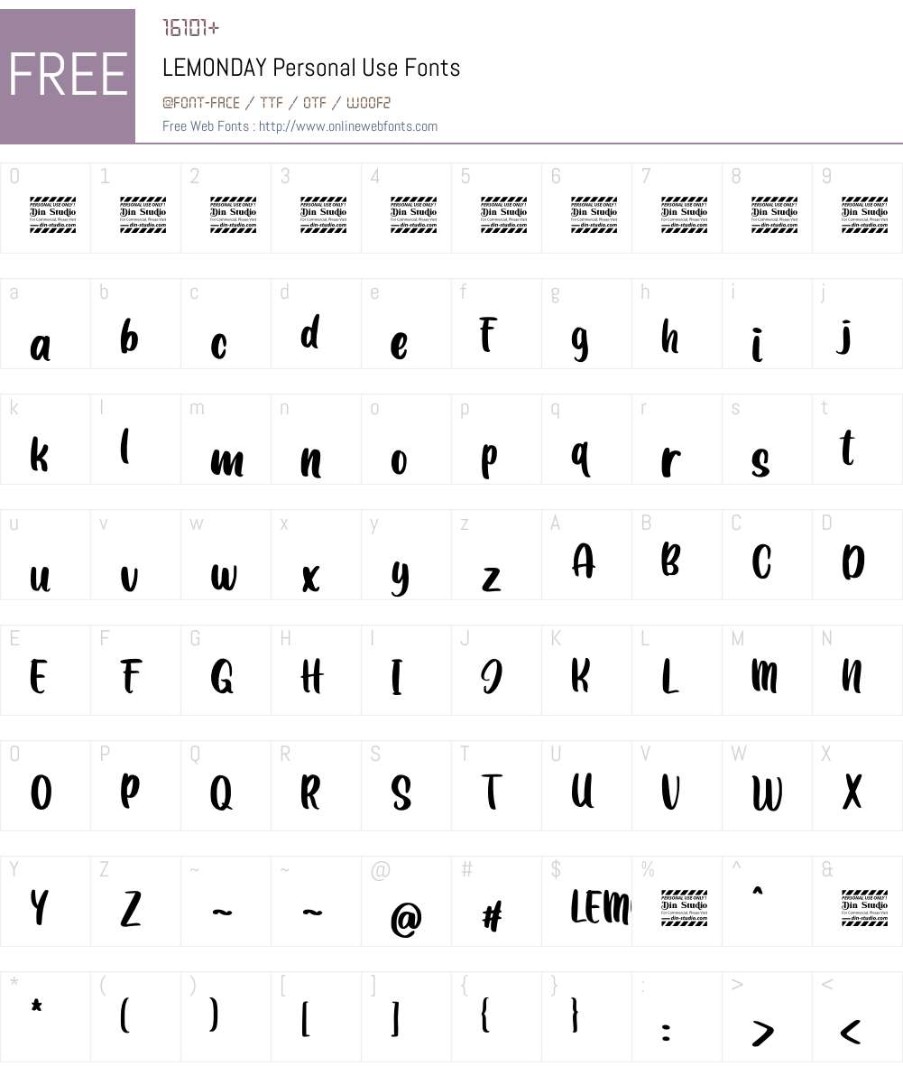 LEMONDAY Personal Use Font Screenshots