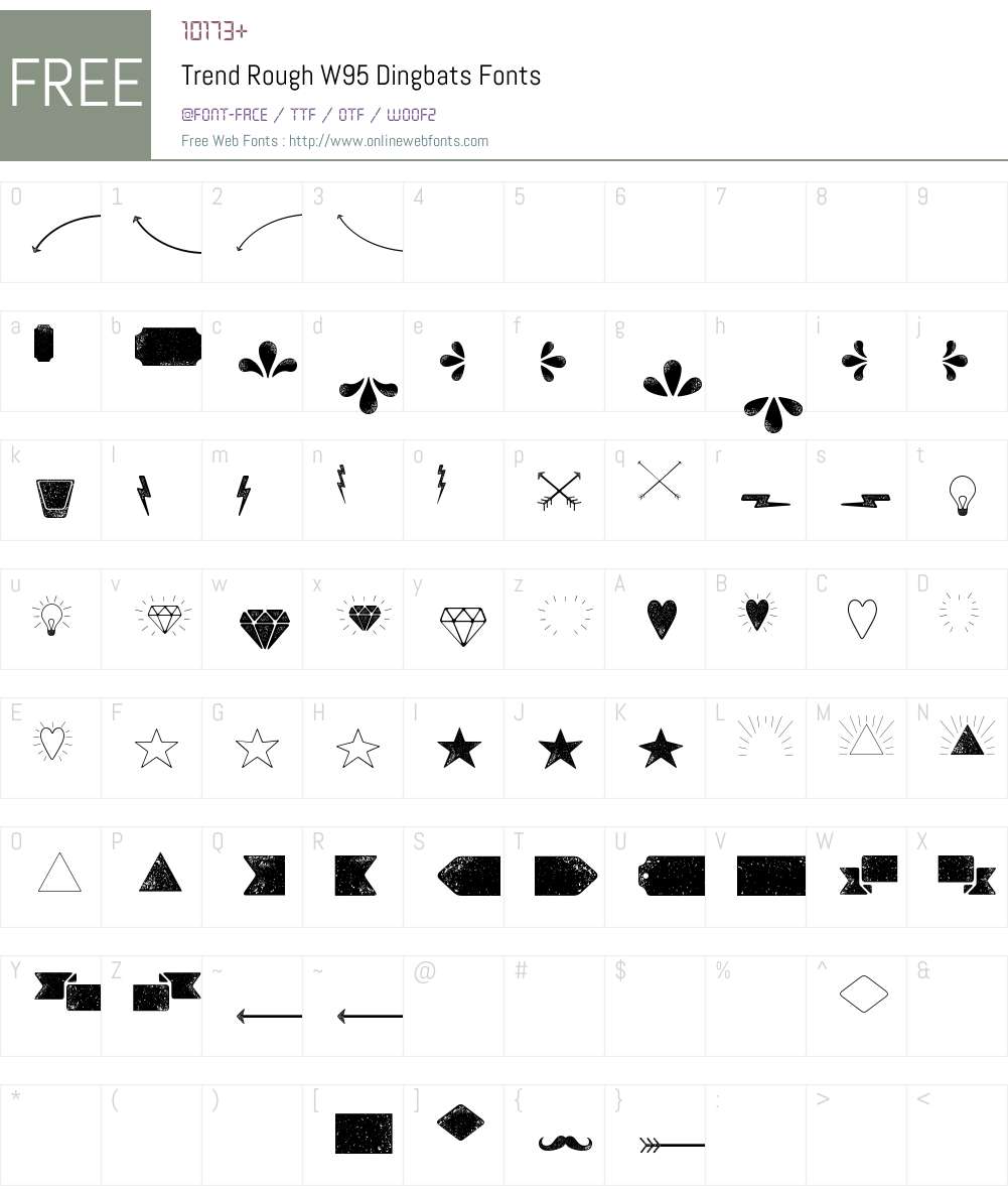 TrendRoughW95-Dingbats Font Screenshots