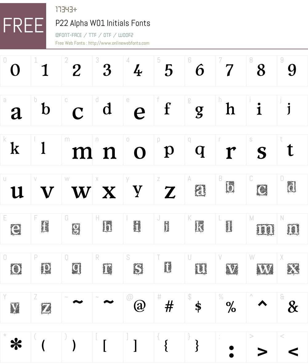 P22AlphaW01-Initials Font Screenshots