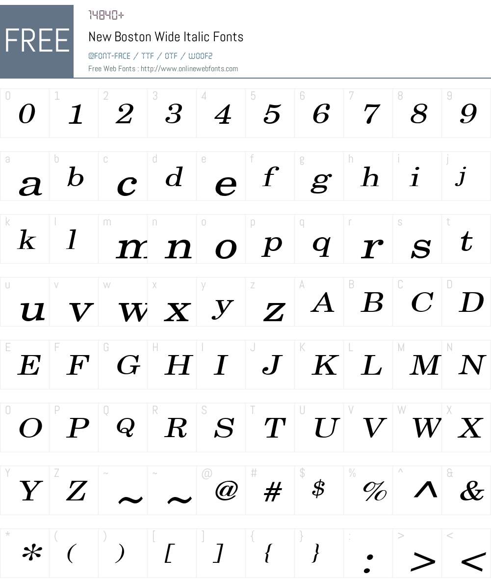 New Boston Wide Font Screenshots