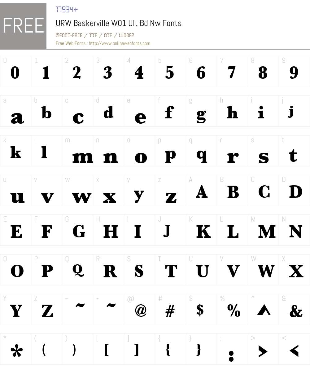 URWBaskervilleW01-UltBdNw Font Screenshots