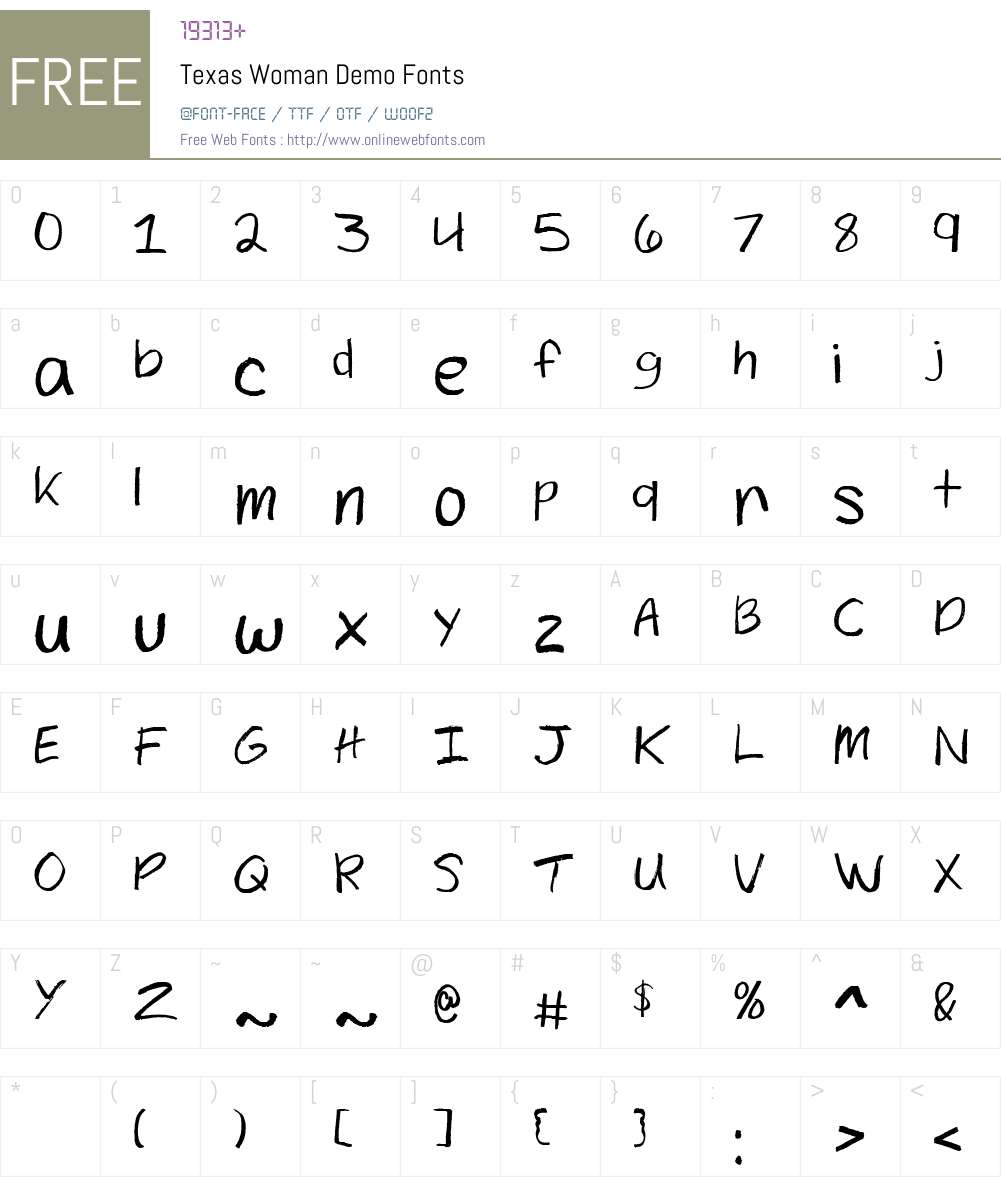 Texas Woman Demo Font Screenshots