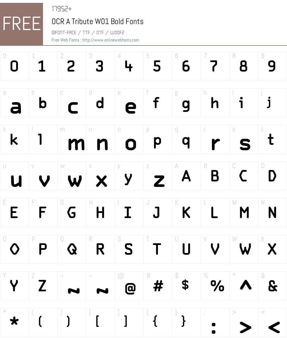 OCRATributeW01-Bold Font Screenshots