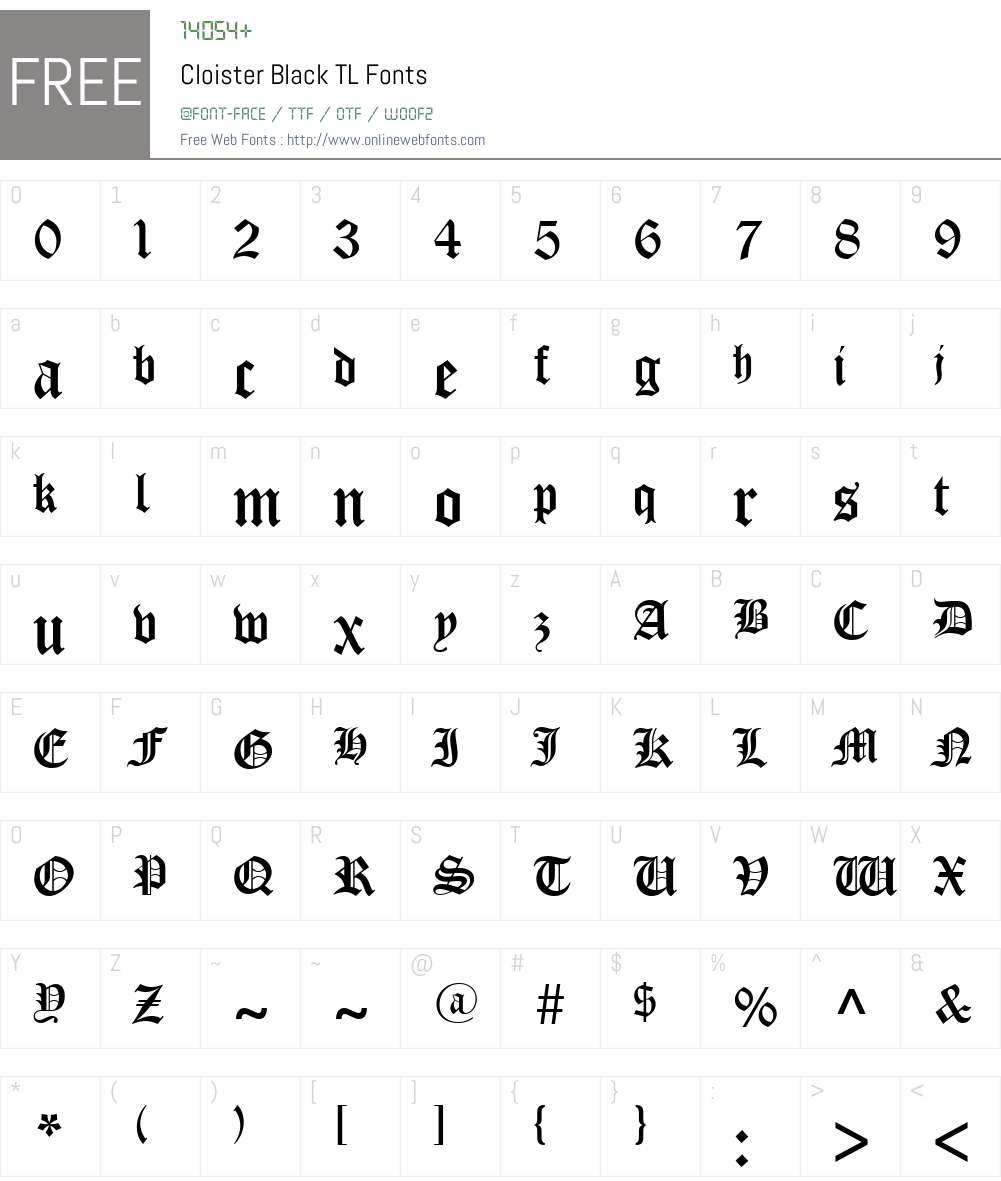 CloisterBlackTL-Regular Font Screenshots