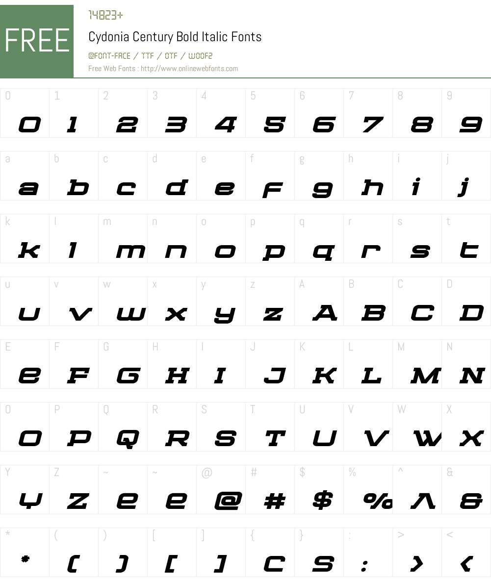 Cydonia Century Bold Italic Font Screenshots