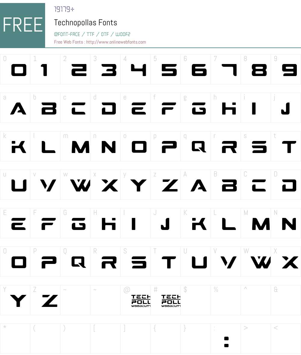 Technopollas Font Screenshots