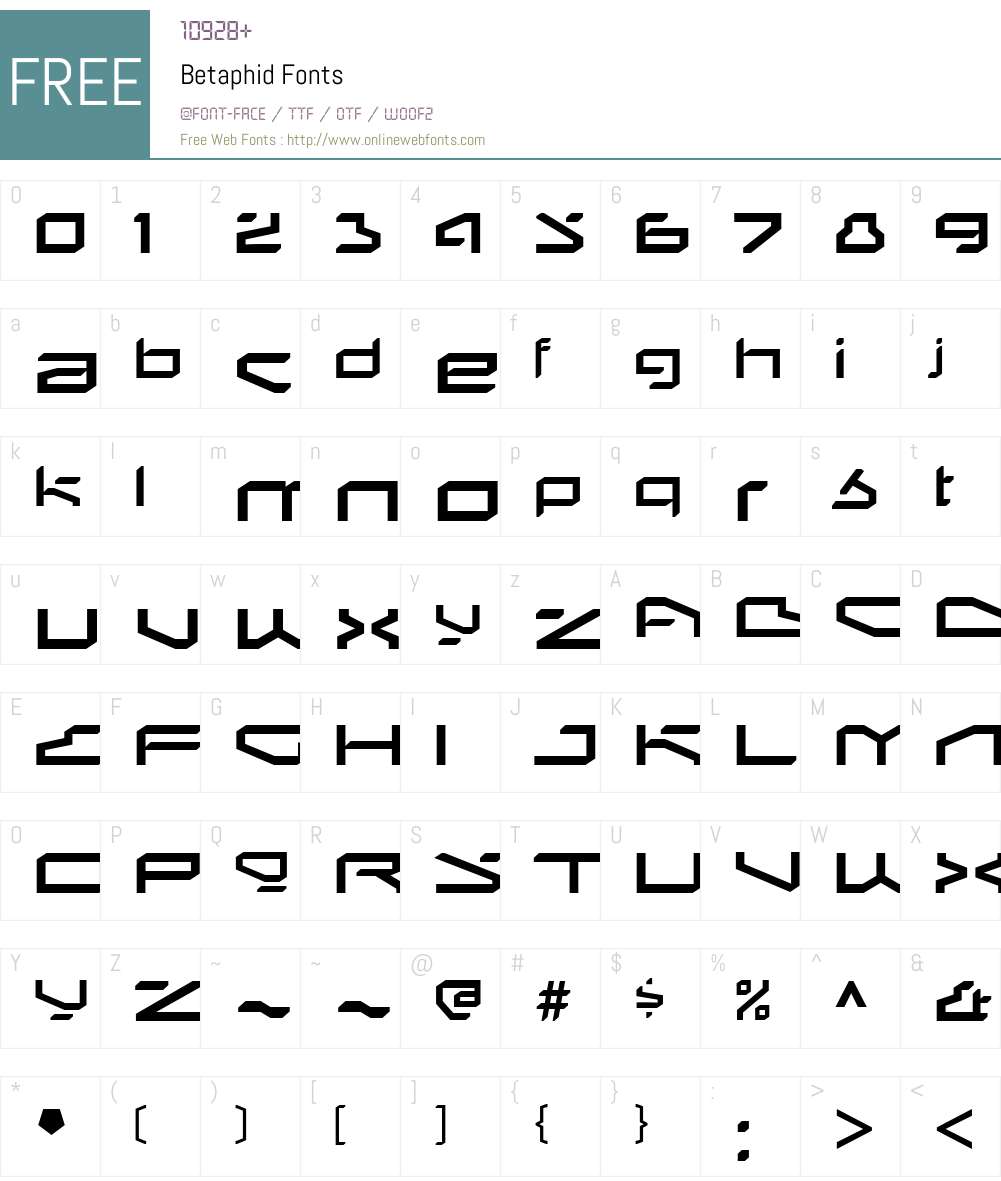 Betaphid Font Screenshots