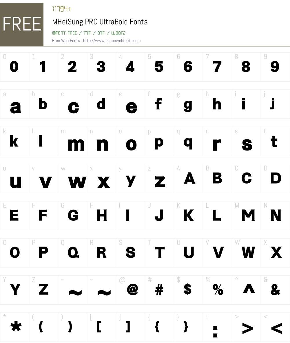 M Hei Sung PRC Font Screenshots