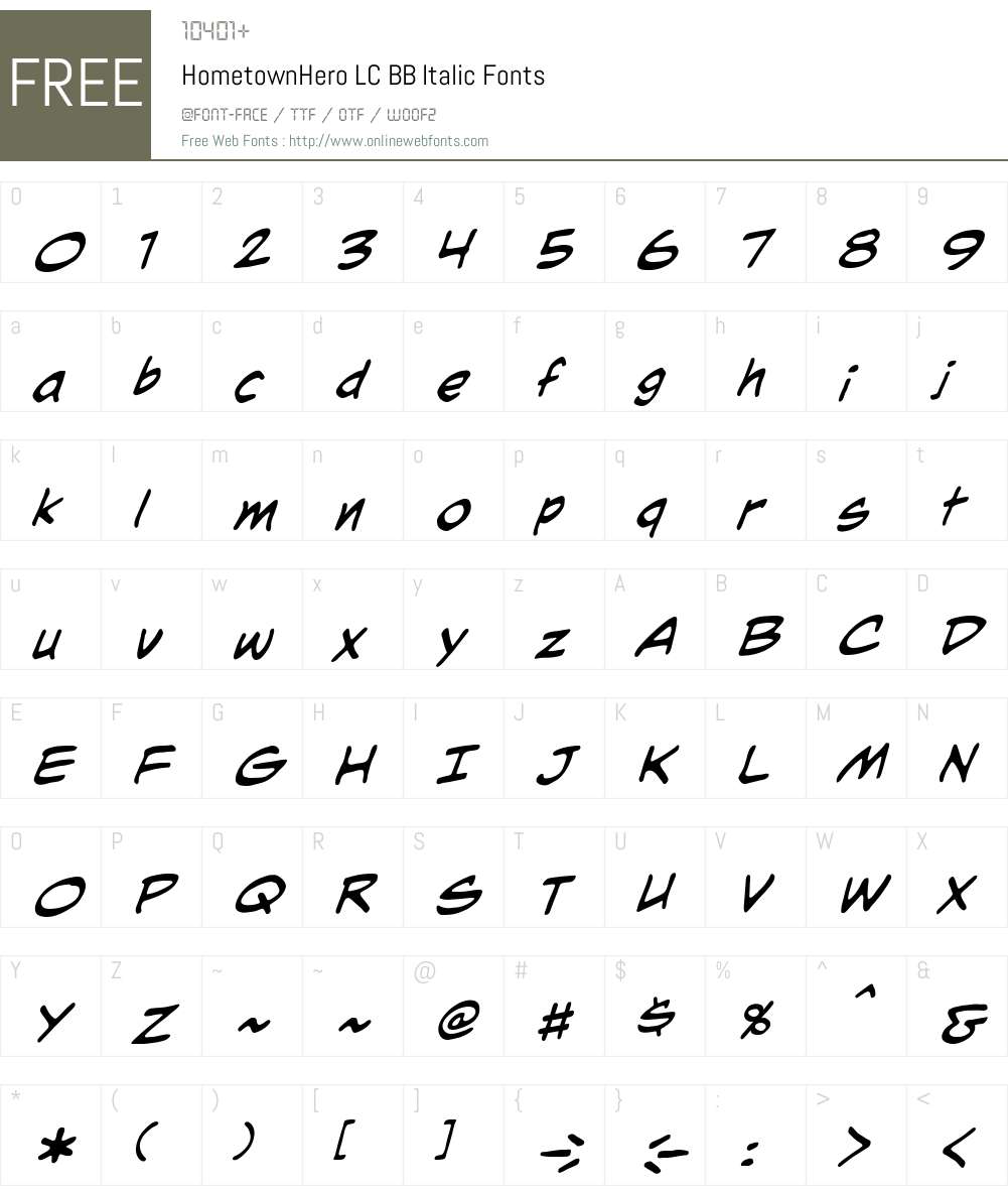 HometownHeroLCBB-Italic Font Screenshots