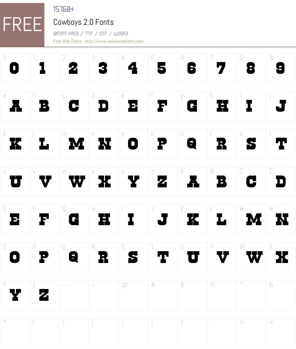Cowboys 2.0 Font Screenshots