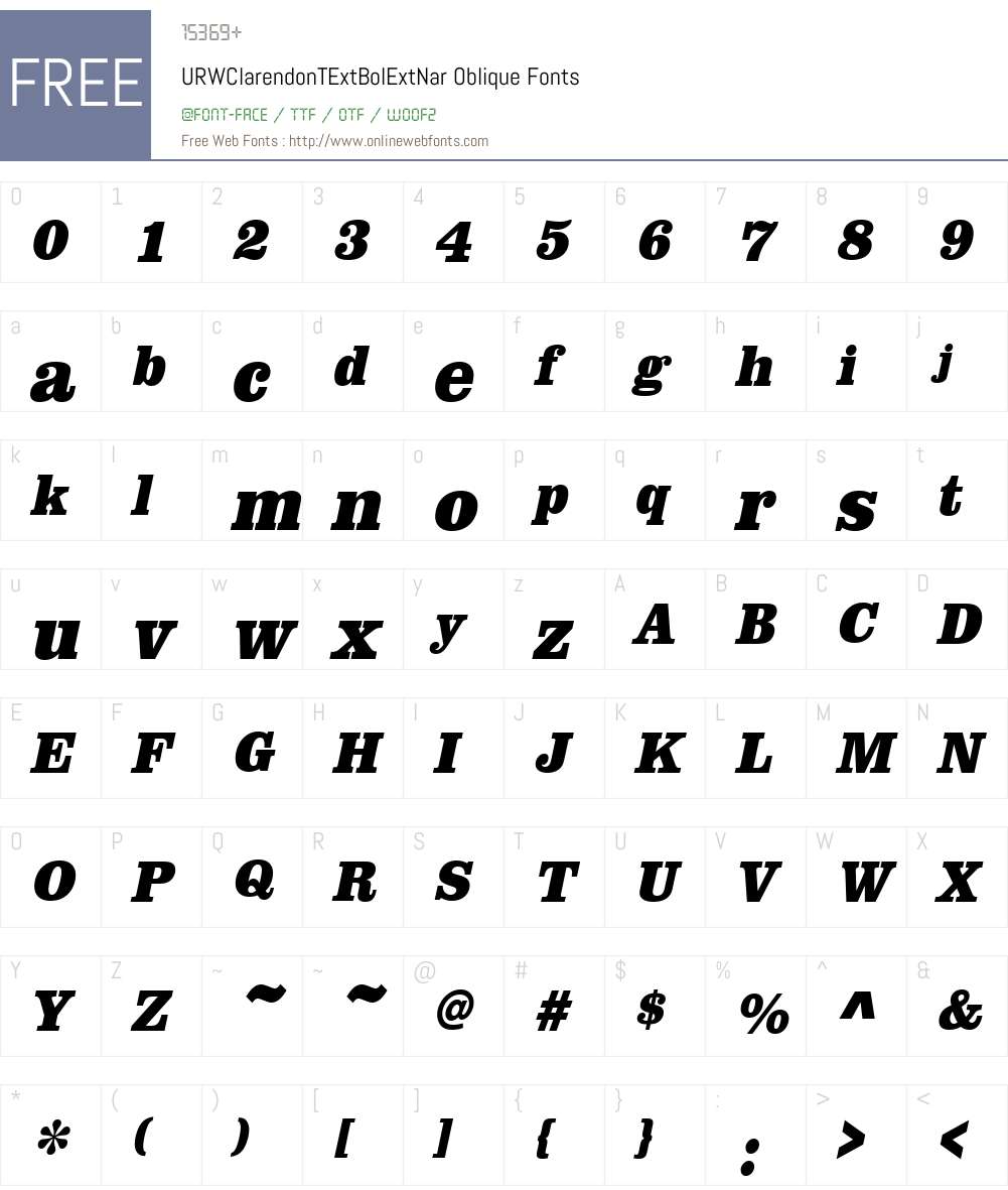 URWClarendonTExtBolExtNar Font Screenshots