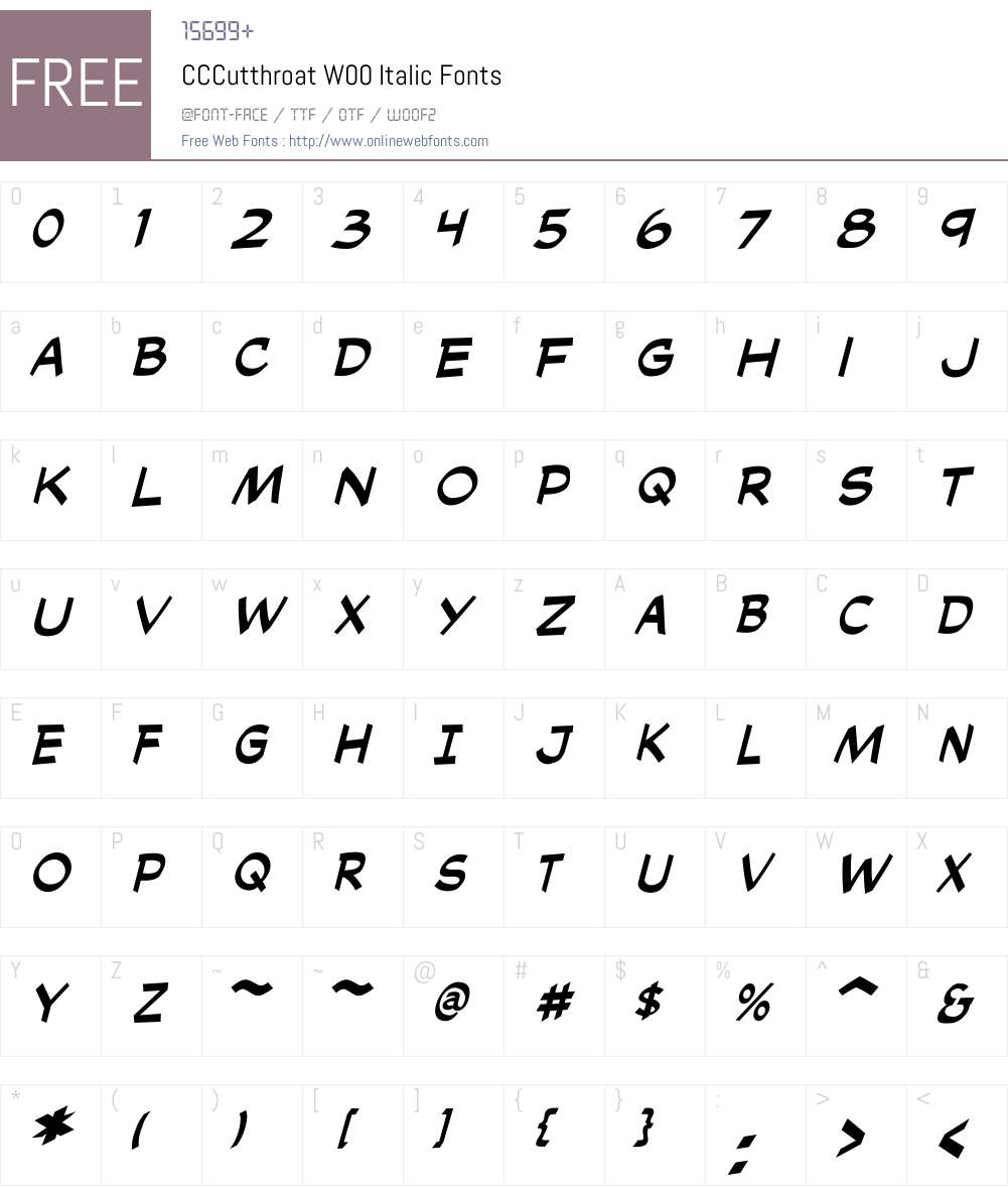 CCCutthroatW00-Italic Font Screenshots