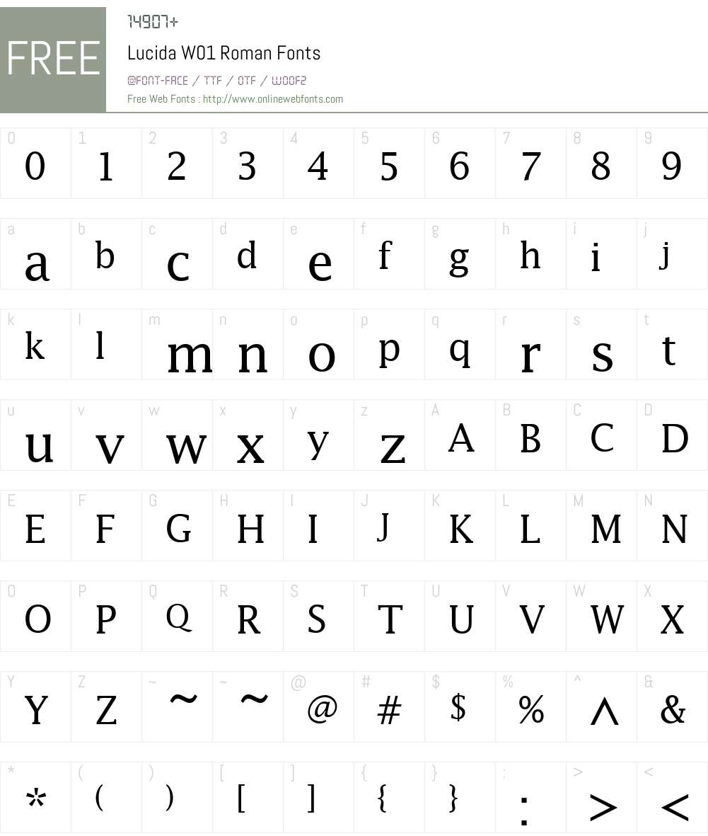 LucidaW01-Roman Font Screenshots