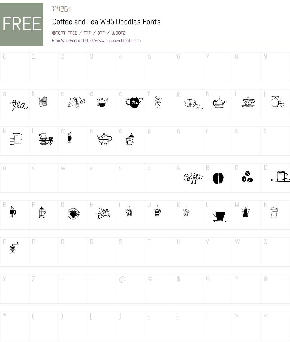CoffeeandTeaW95-Doodles Font Screenshots