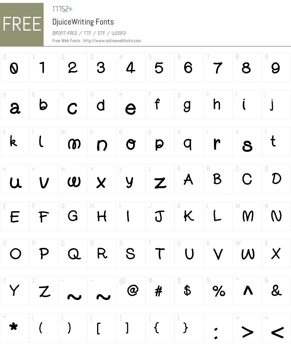 DjuiceWriting Font Screenshots