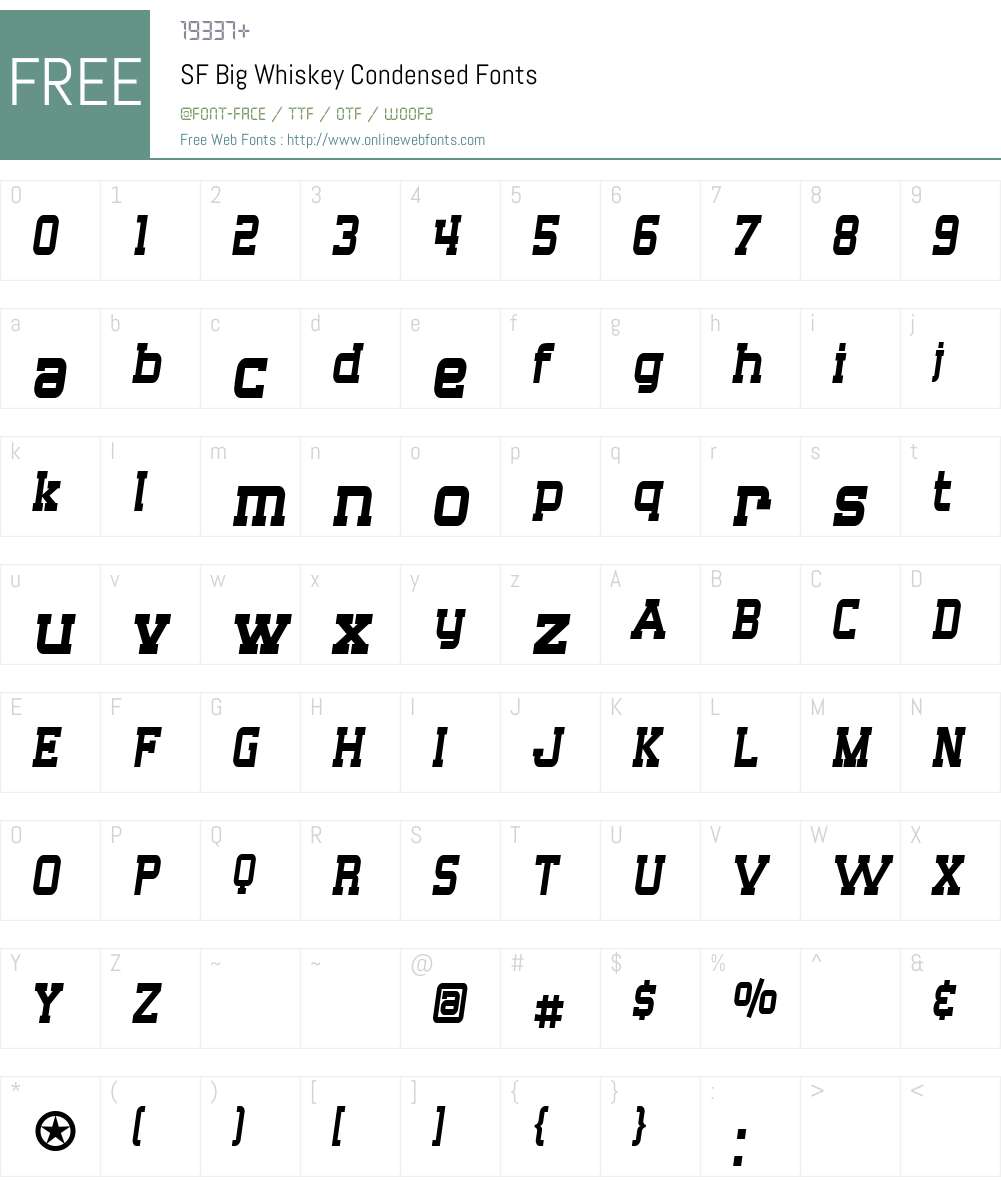 SF Big Whiskey Condensed Font Screenshots