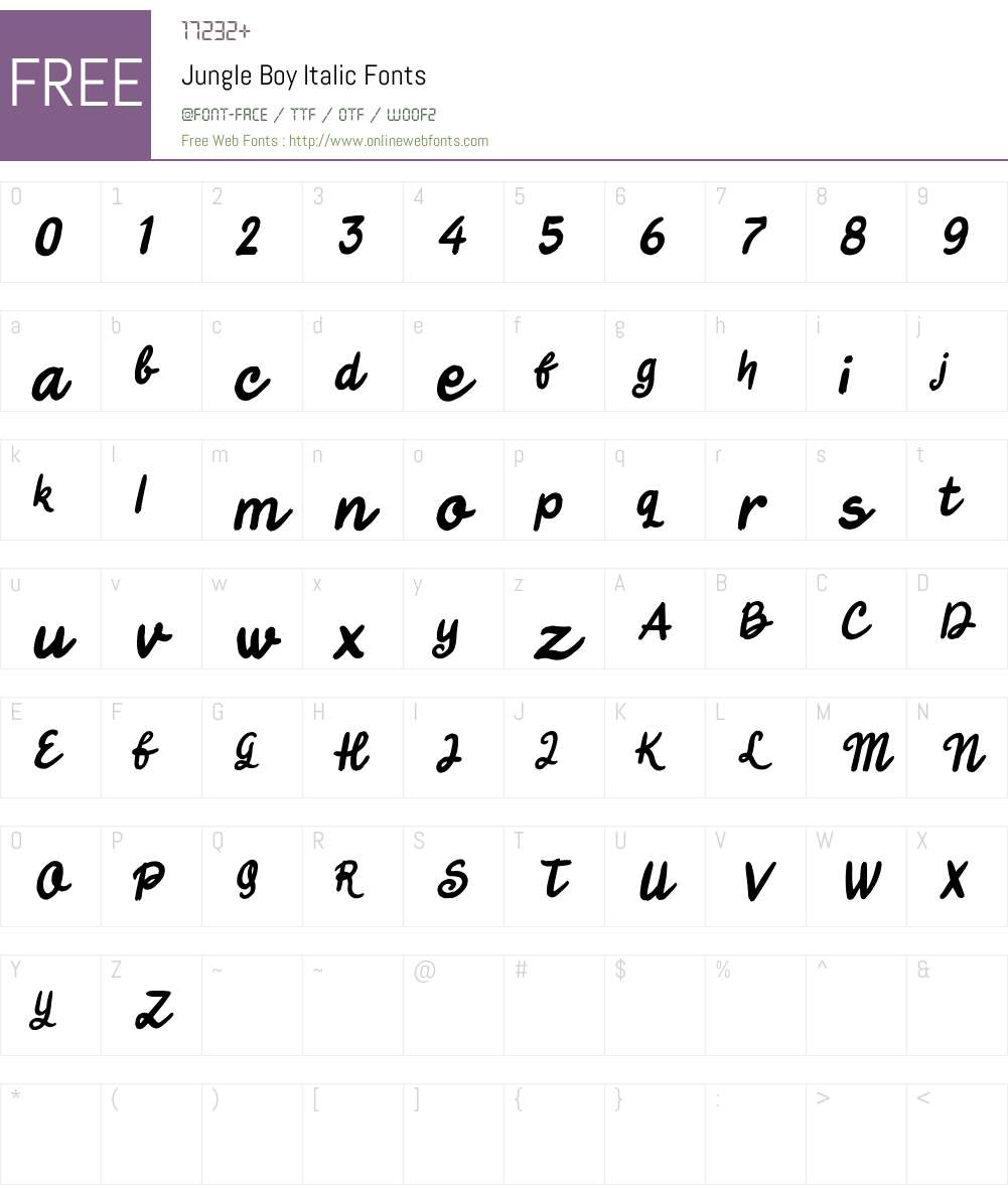 Jungle Boy Italic Font Screenshots
