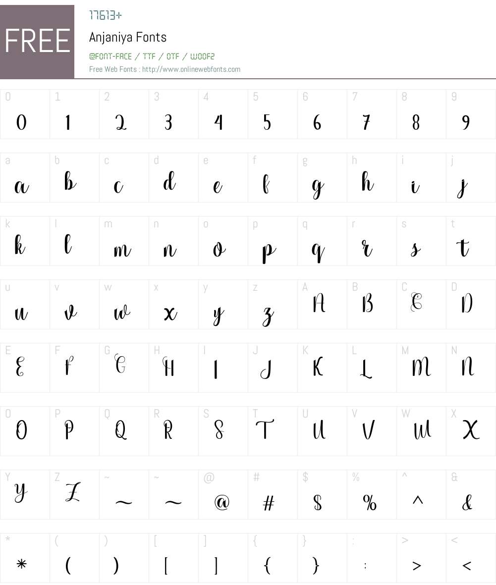 Anjaniya Font Screenshots