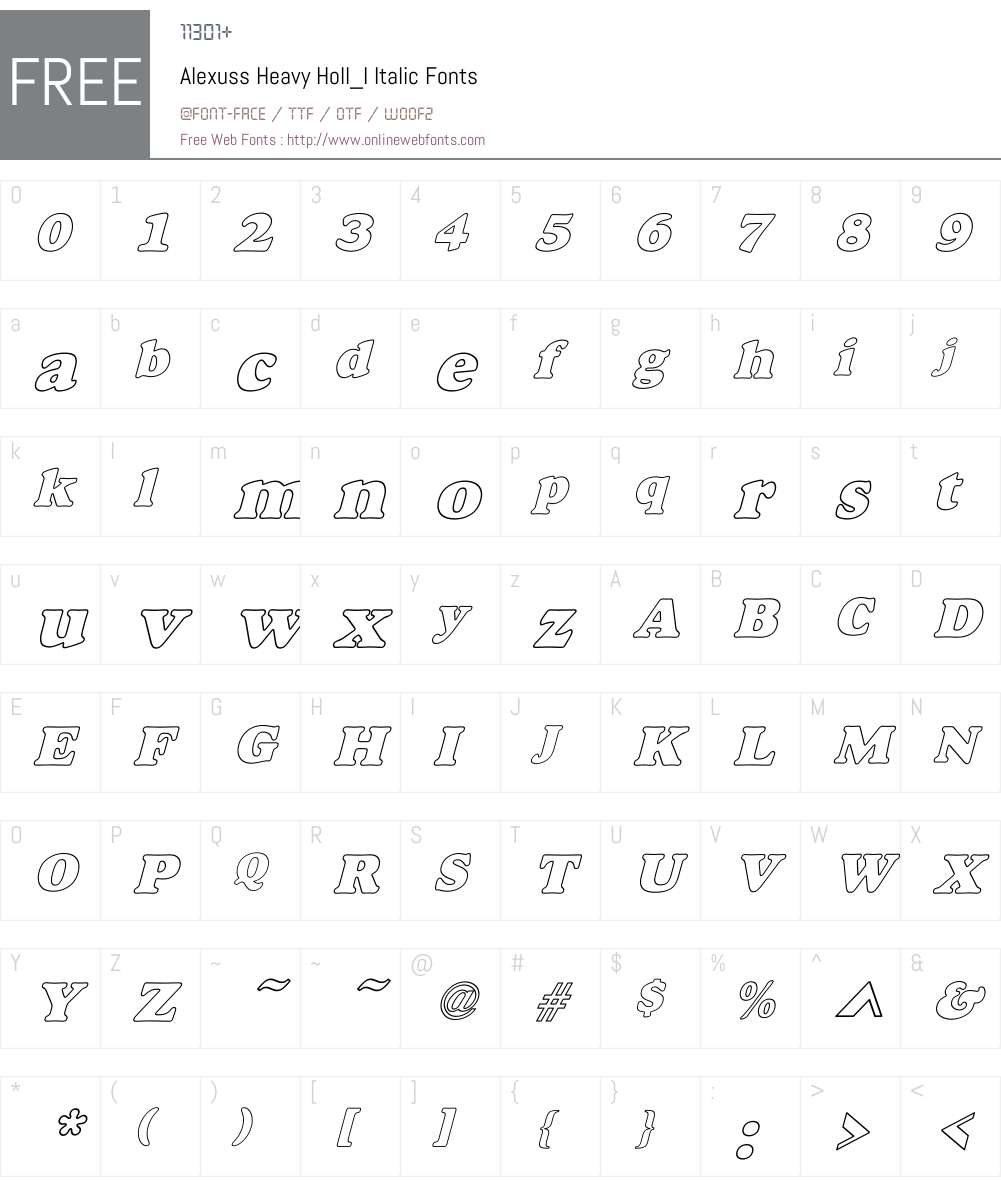 Alexuss Heavy Holl_I Font Screenshots