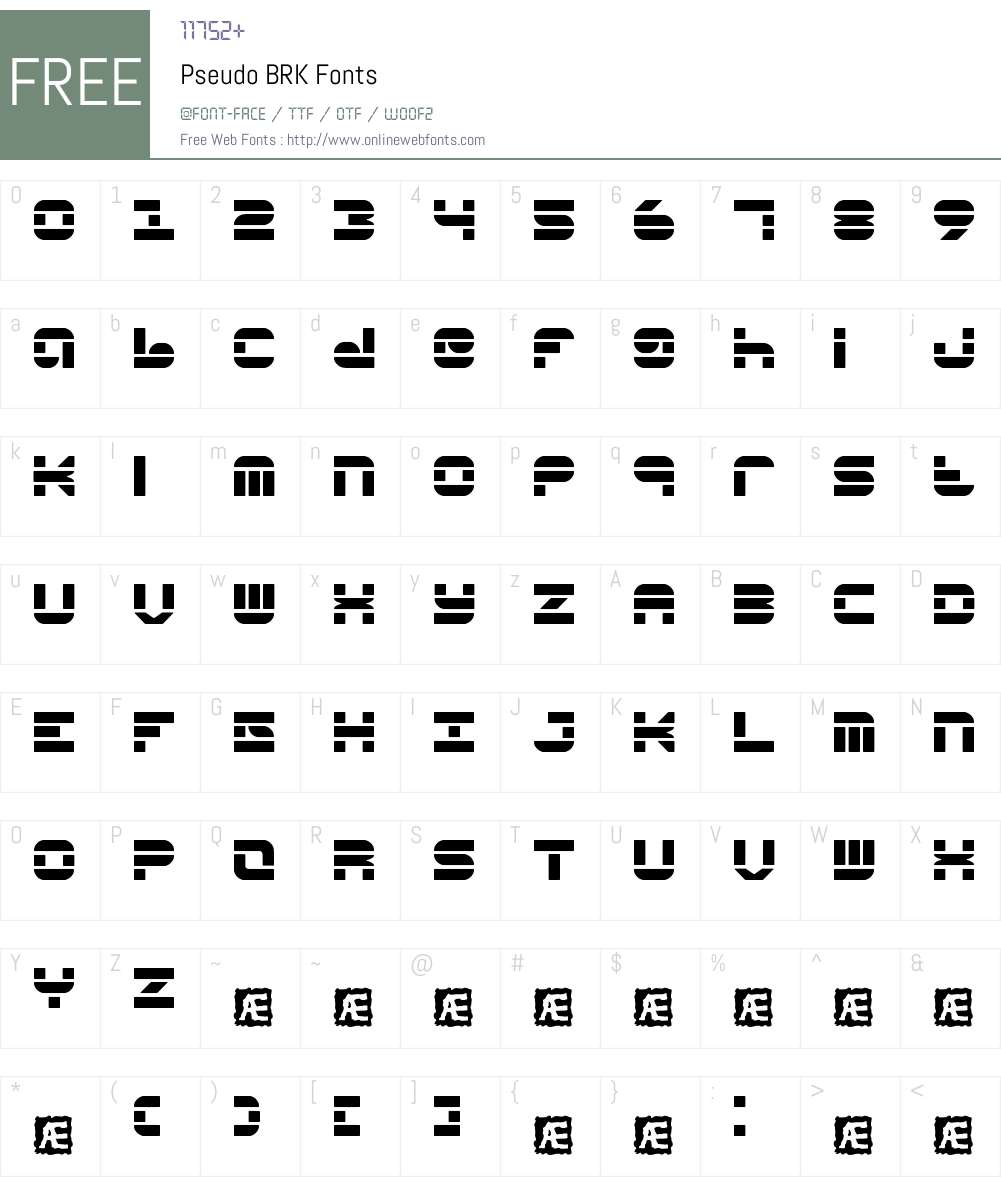 Pseudo BRK Font Screenshots
