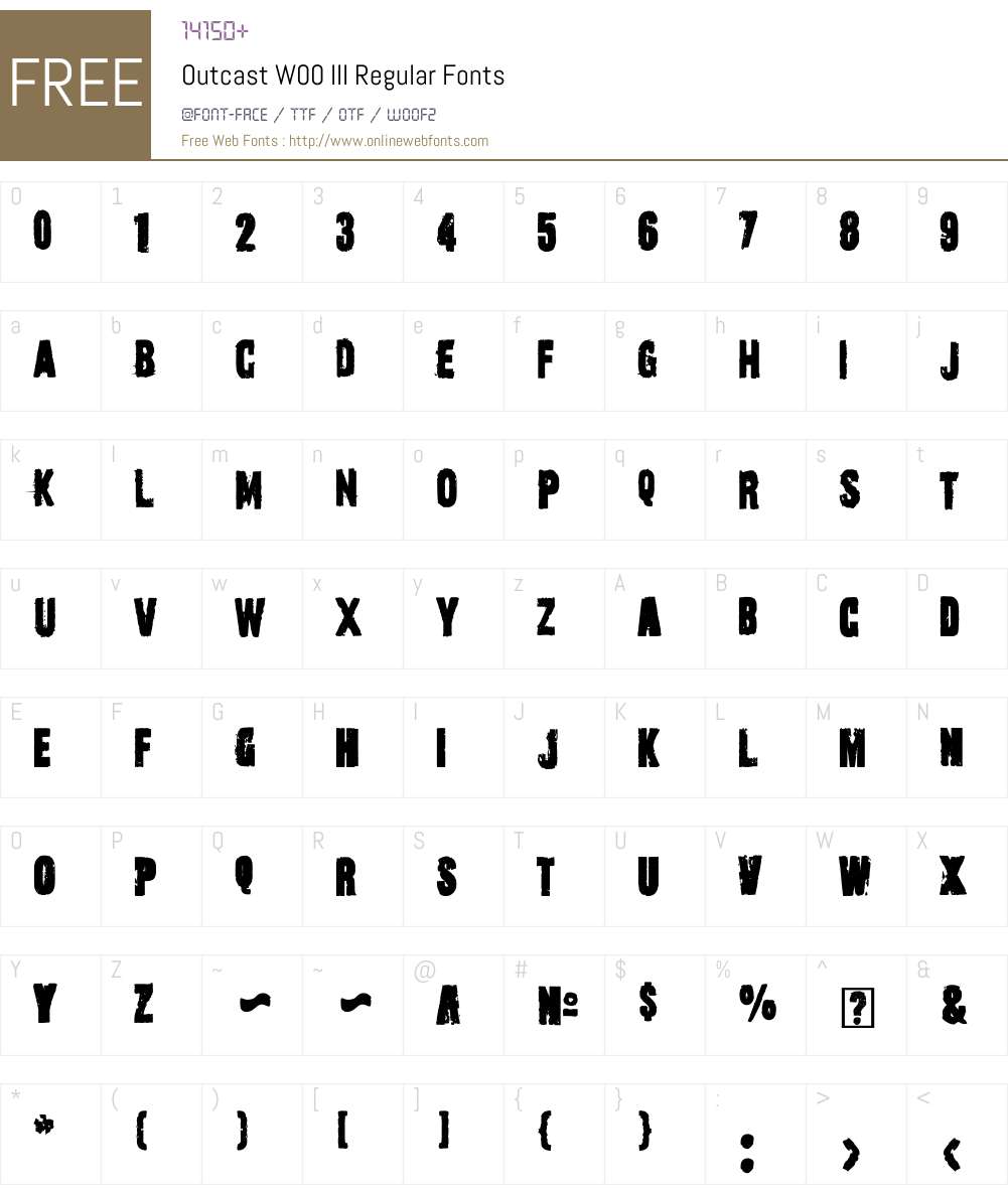 OutcastW00-IIIRegular Font Screenshots